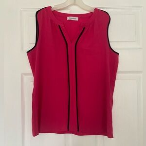 Calvin Klein Women's Sheer Hot Pink Sleeveless Blouse